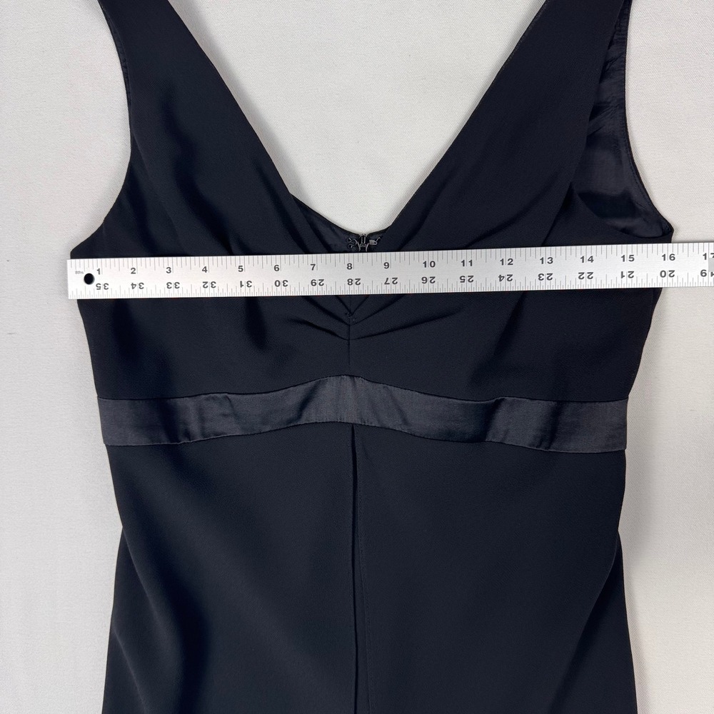 Jones New York Cocktail Dress Womens 4 Black Silk Trim V-Neck Chiffon - Picture 4 of 8